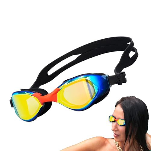 Moxeupon Schwimmbrillen für Erwachsene,Schwimmbrillen - Taucherbrille galvanisieren,HD-Schwimmbrille, galvanisch, beschlagfrei, verstellbar, Tauchbrille, Jugend-Schwimmbrille zum Schnorcheln von Moxeupon