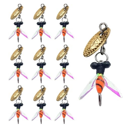Popper zum Fliegenfischen,Fliegen-Popper-Köder für Barsche, Trockenfliegen-Sortiment zum Fliegenfischen, 10 Stück, Angelköder-Set, sicheres Fliegenfischer-Set für Salzwasser und Süßwasser Popper zum Fliegenfischen,Fliegen-Popper-Köder für Barsche, Trockenfliegen-Sortiment zum Fliegenfischen, 10 Stück, Angelköder-Set, sicheres Fliegenfischer-Set für Salzwasser und Süßwasser von Moxeupon