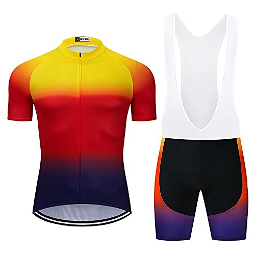 Moxilyn Herren Fahrradtrikot, kurzärmliges Set mit 9D-Gel-gepolsterten Shorts, Fahrradbekleidung Set für Mountainbikes von Moxilyn