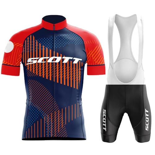 Moxilyn Fahrradtrikot Kurzarm Set für Herren Radtrikot T Shirt Radsport Radtrikot Set Fahrrad Trikot Kurzarm+Radhose mit 4D Gel,Ursprüngliche Gaze Radjacke und Radhose,MTB Radtrikot von Moxilyn