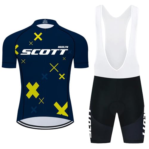 Moxilyn Fahrradtrikot Kurzarm Set für Herren Radtrikot T Shirt Radsport Radtrikot Set Fahrrad Trikot Kurzarm+Radhose mit 4D Gel,Ursprüngliche Gaze Radjacke und Radhose,MTB Radtrikot von Moxilyn