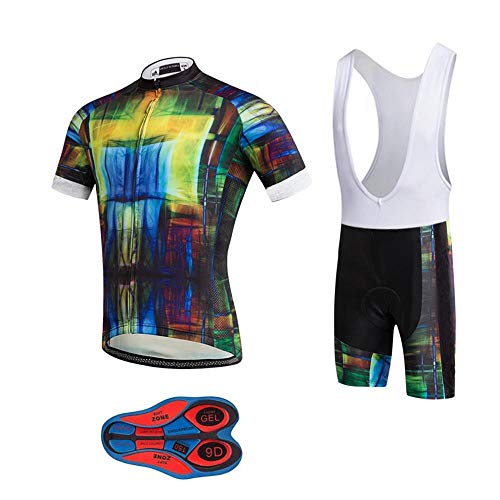 Moxilyn Fahrradtrikot Kurzarm Set für Herren Radtrikot T Shirt Radsport Radtrikot Set Fahrrad Trikot Kurzarm+Radhose mit 9D Gel,Ursprüngliche Gaze Radjacke und Radhose,Cycling Jersey Radtrikot von Moxilyn