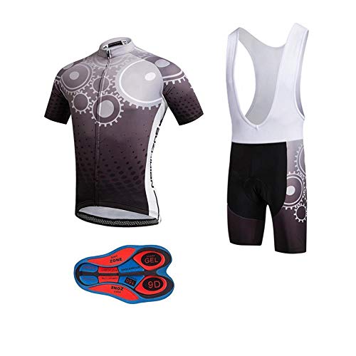 Moxilyn Fahrradtrikot Kurzarm Set für Herren Radtrikot T Shirt Radsport Radtrikot Set Fahrrad Trikot Kurzarm+Radhose mit 9D Gel,Ursprüngliche Gaze Radjacke und Radhose,Cycling Jersey Radtrikot von Moxilyn