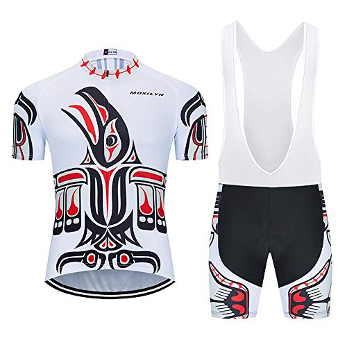 Moxilyn Fahrradtrikot Kurzarm Set für Herren Radtrikot T Shirt Radsport Radtrikot Set Fahrrad Trikot Kurzarm+Radhose mit 9D Gel,Ursprüngliche Gaze Radjacke und Radhose,Cycling Jersey Radtrikot von Moxilyn