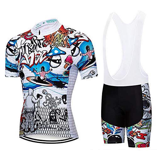 Moxilyn Fahrradtrikot Kurzarm Set für Herren Radtrikot T Shirt Radsport Radtrikot Set Fahrrad Trikot Kurzarm+Radhose mit 9D Gel,Ursprüngliche Gaze Radjacke und Radhose,Cycling Jersey Radtrikot von Moxilyn