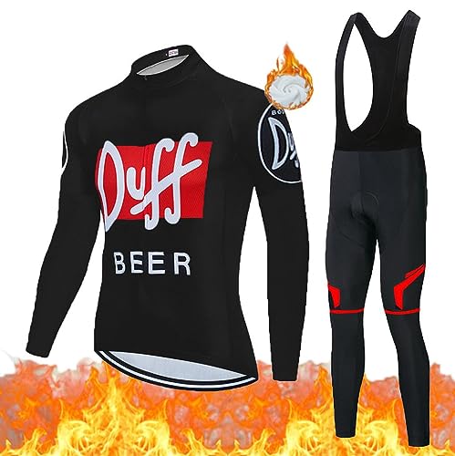 Moxilyn Fleece Radtrikot Herren LangarmAnzüge Radtrikot Set Radfahren Kleidung Thermo Vlies MTB Langärmliges Fahrradtrikot Hose mit 20D Gel Sitzpolsterfür Herbst/Winter von Moxilyn