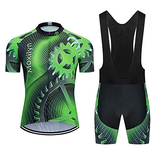 Moxilyn Herren Radtrikot Set Fahrrad Trikot Kurzarm Langarm + Radhose mit Sitzpolster Radsport-Anzüge von Moxilyn