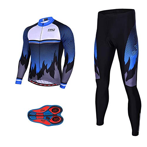 Moxilyn Radtrikot Herren LangarmAnzüge Radtrikot Set Radfahren Kleidung Winddicht Langärmliges Fahrradtrikot Hose mit 9D Gel Sitzpolster Sport & Freizeit MTB Radtrikot für Herbst von Moxilyn