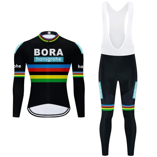 Radtrikot Set Herren Fahrradtrikot, Langarm Set mit 20D-Gel-gepolsterten Langarm Trägerhose Radhose, Atmungsaktiv Elastische Schnell Trocknend Fahrradbekleidung Set für Radfahren MTB Radtrikot Set Herren Fahrradtrikot, Langarm Set mit 20D-Gel-gepolsterten Langarm Trägerhose Radhose, Atmungsaktiv Elastische Schnell Trocknend Fahrradbekleidung Set für Radfahren MTB von Moxilyn