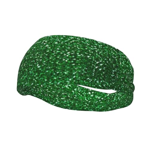 Mqgmz Grünes Pailletten-Sportschweißband, verstellbar, feuchtigkeitsableitend, Stirnbänder für Laufen, Yoga, Fitness von Mqgmz