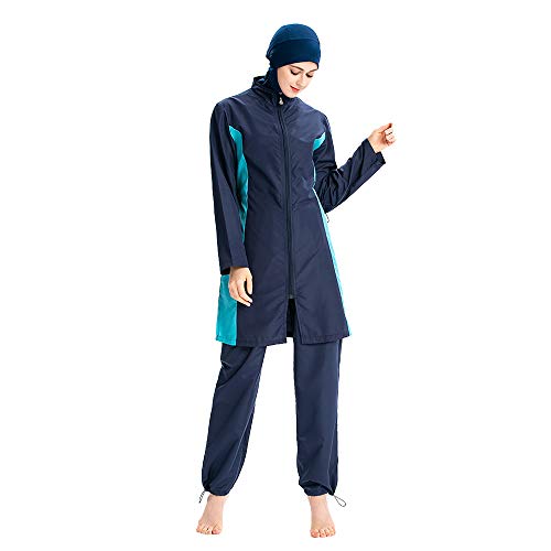 Badeanzug der moslemischen Frauen bescheidenheit Badeanzüge moslemische Badebekleidung Burkini Surfanzug mit Badekappe (M, Marine) von Mr Lin123