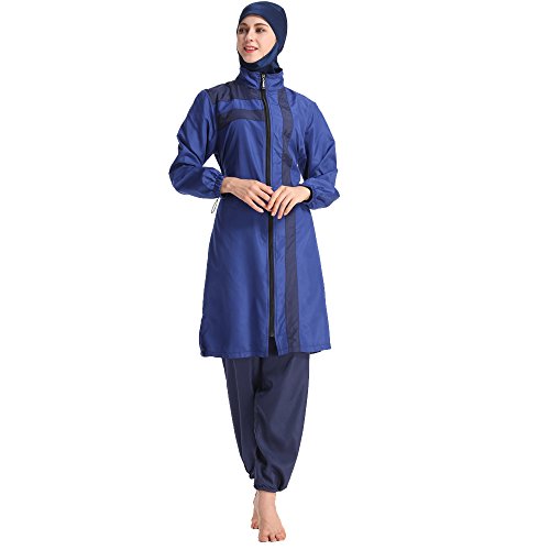 Mr Lin123 Frauen Badeanzug Set Muslim Bademode bescheidene islamische Damen Burkini Badeanzug Plus Size Beachwear Burkini (M, Blau) von Mr Lin123