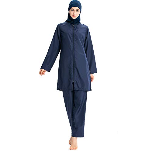 Muslimische Badebekleidung für Frauen Mädchen Modestischer islamischer Hijab Burkini Badeanzug (3XL, Marine) von Mr Lin123