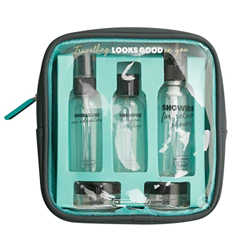 Mr. Wonderful - Reise-Kosmetiktasche mit Verpackung - Travelling Looks Good on You, blau, 16.5 x 5 x 17 cm, Reise-Kosmetiktasche aus PU, transparent und mit Reißverschluss. Mr. Wonderful - Reise-Kosmetiktasche mit Verpackung - Travelling Looks Good on You, blau, 16.5 x 5 x 17 cm, Reise-Kosmetiktasche aus PU, transparent und mit Reißverschluss. von Mr. Wonderful