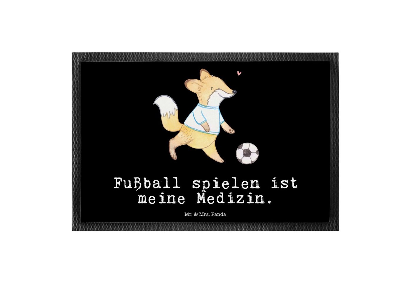 Fußmatte Fuchs Fußball spielen Medizin - Schwarz - Geschenk, Fußballtraining, Mr. & Mrs. Panda, Höhe: 0.6 mm von Mr. & Mrs. Panda
