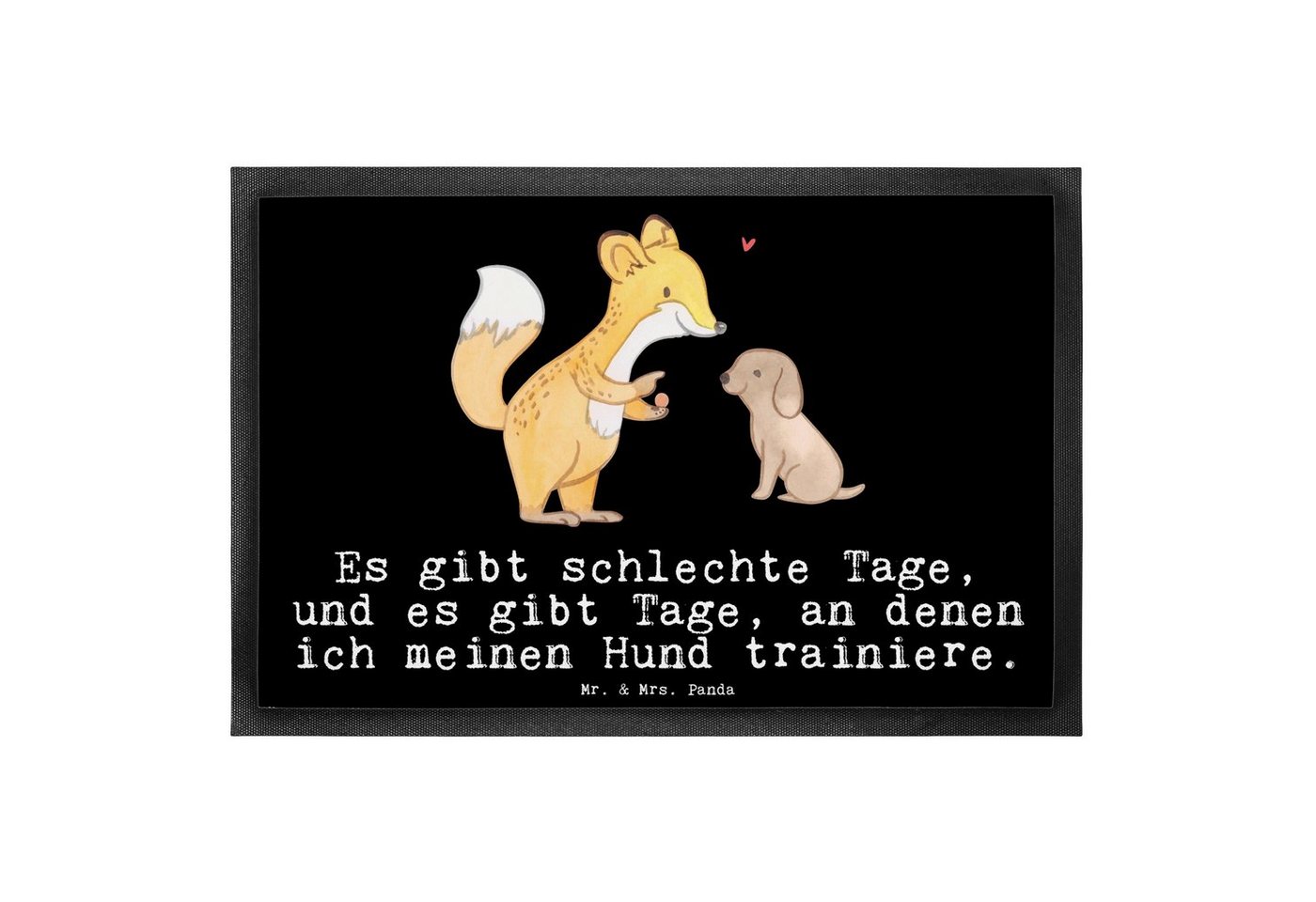 Fußmatte Fuchs Hundetraining Tage - Schwarz - Geschenk, Gewinn, Hundeschule, S, Mr. & Mrs. Panda, Höhe: 0.6 mm von Mr. & Mrs. Panda