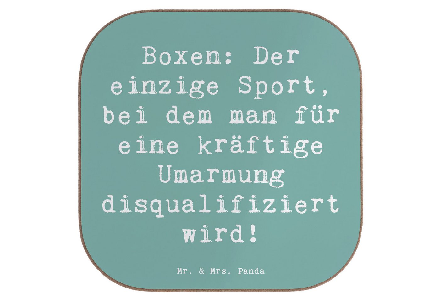 Mr. & Mrs. Panda Getränkeuntersetzer Boxen: Der einzige Sport, bei dem man für eine kräftige Umarmung disq, 1-tlg., Glänzende Oberfläche von Mr. & Mrs. Panda