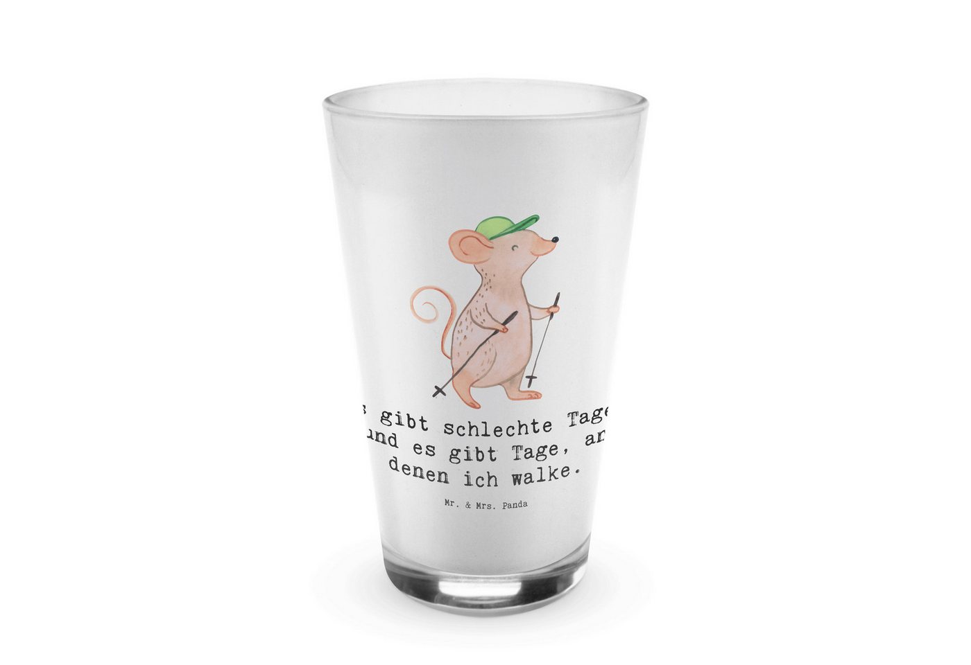 Mr. & Mrs. Panda Glas Maus Walking - Transparent - Geschenk, Glas, Cappuccino Glas, Walken, Premium Glas, Herzliche Motive von Mr. & Mrs. Panda