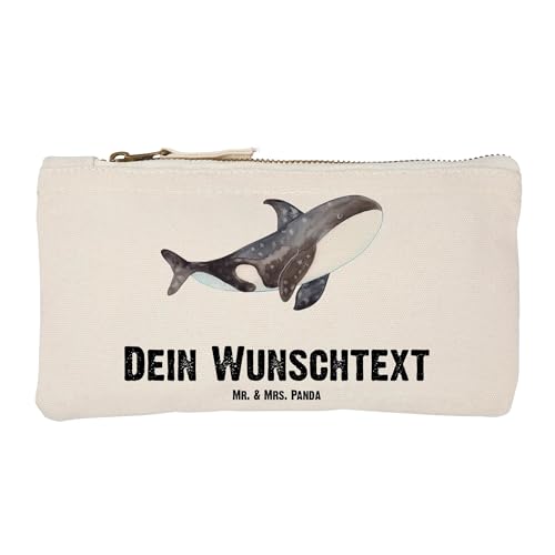 Mr. & Mrs. Panda Größe S Klein Personalisierte Schminktasche Orca - Personalisierte Geschenke, Personalisiertes Etui, Meerestiere, Neustart, von Mr. & Mrs. Panda