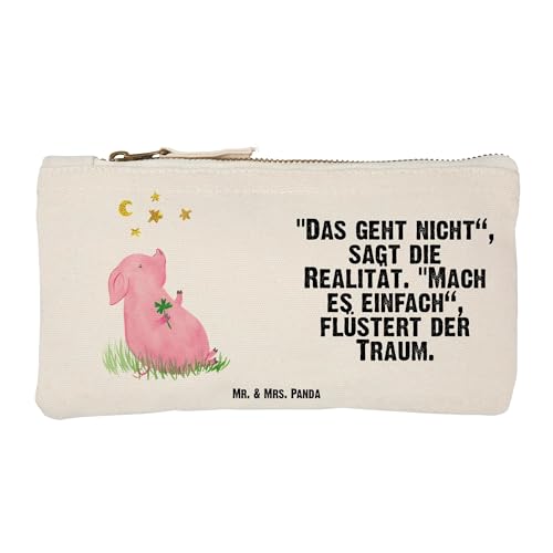 Mr. & Mrs. Panda Größe S Klein Schminktasche Schwein Glück - Geschenk, Tiermotive, Glücksschwein. Glück, Sterne, Motivation, Stiftemäppchen, von Mr. & Mrs. Panda