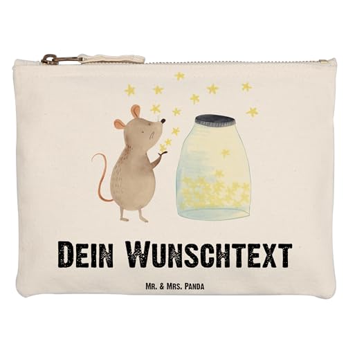 Mr. & Mrs. Panda Grösse XL Große Personalisierte Schminktasche Maus Sterne - Personalisierte Geschenke, Personalisiertes Schminketui, Federmappe mit von Mr. & Mrs. Panda