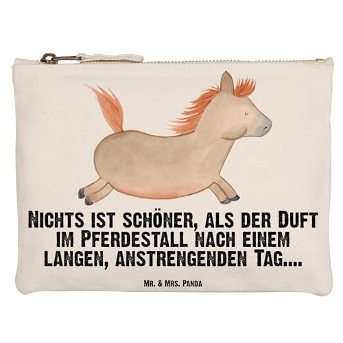 Mr. & Mrs. Panda Grösse XL Große Schminktasche Pferd Springen - Geschenk, Kosmetiketui, Landwirtin, XXL, Pony, Landwirt, Bauernhof, Etui, Federmappe, von Mr. & Mrs. Panda