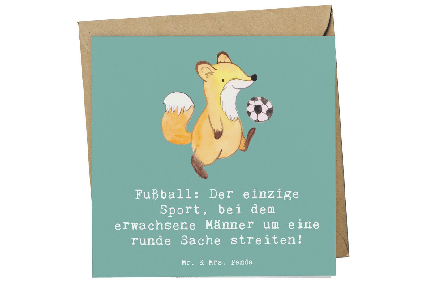 Mr. & Mrs. Panda Grußkarte Fußballspiel - Meeresbrise - Geschenk, erwachsene Männer, Humor, Hoch, Inklusive Umschlag von Mr. & Mrs. Panda