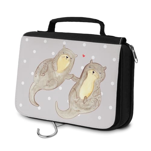 Mr. & Mrs. Panda Kulturbeutel Otter Hände halten - Geschenk, Herren, Schminktasche, Zum Aufhängen, Händchen halten, romantisch, Fischotter, von Mr. & Mrs. Panda