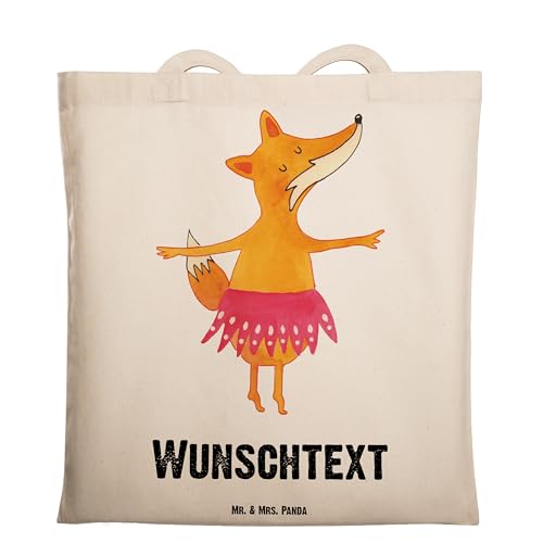 Mr. & Mrs. Panda Personalisierte Tragetasche Fuchs Ballerina - Personalisierte Geschenke, Personalisierte Jutetasche, Personalisierter Jutebeutel, von Mr. & Mrs. Panda