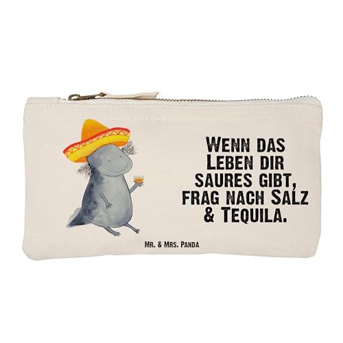 Mr. & Mrs. Panda Größe S Klein Schminktasche Axolotl Tequila - Geschenk, Stiftemäppchen, Molch, Urlaub, Etui, Kosmetiketui, Lurch, Feuersalamander, von Mr. & Mrs. Panda