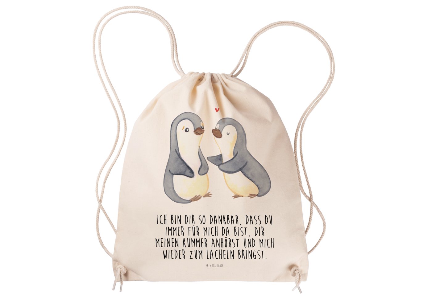 Mr. & Mrs. Panda Sporttasche Pinguine trösten - Transparent - Geschenk, Verlobung, für Ehemann, Tu (1-tlg), Pandacharme von Mr. & Mrs. Panda