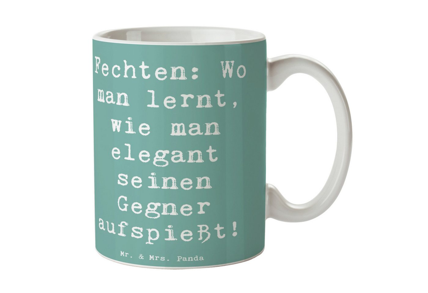 Mr. & Mrs. Panda Tasse Fechten Eleganz - Meeresbrise - Geschenk, elegant kämpfen, Disziplin, Keramik, Herzberührende Designs von Mr. & Mrs. Panda