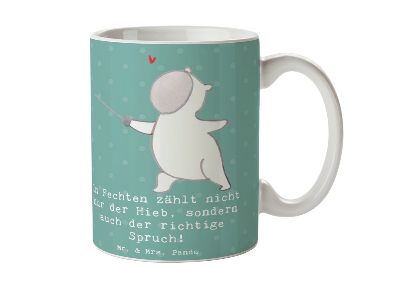 Mr. & Mrs. Panda Tasse Fechten Spruch - Meeresbrise - Geschenk, Sport, Sportliche Herausford, Keramik, Einzigartiges Botschaft von Mr. & Mrs. Panda