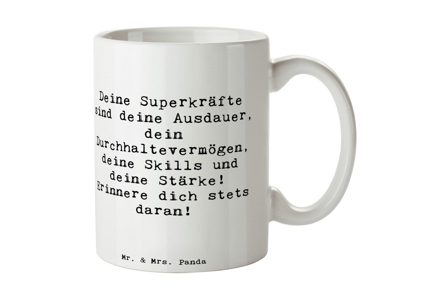 Mr. & Mrs. Panda Tasse Spruch Sportliche Wettkämpfe Superkräfte - Weiß - Geschenk, Motivatio, Keramik von Mr. & Mrs. Panda