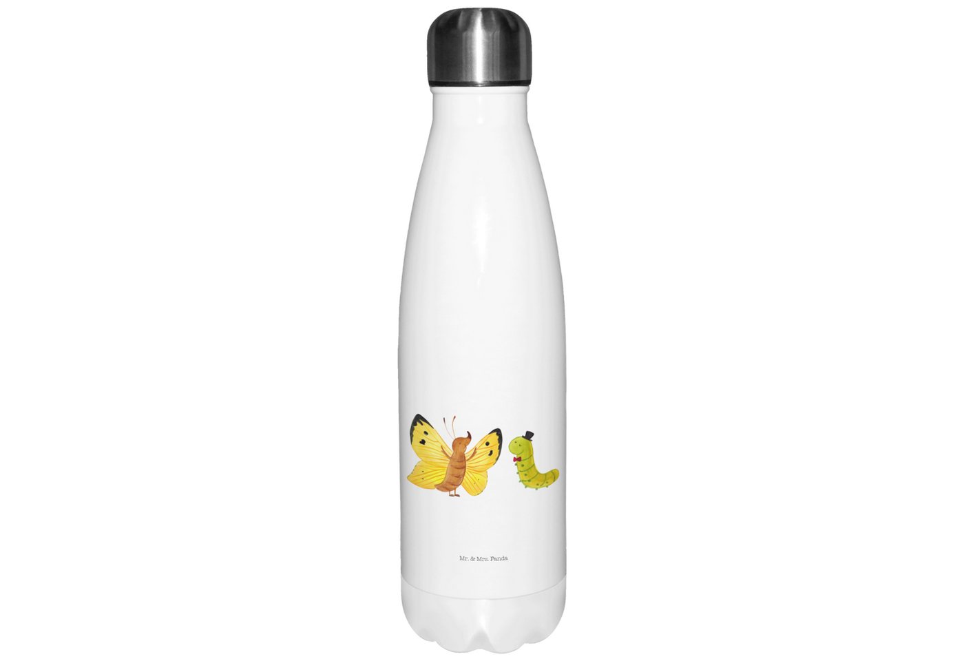 Mr. & Mrs. Panda Thermoflasche Raupe Schmetterling - Weiß - Geschenk, Hütchen, Schönheit, Thermos, l, Liebevolle Designs von Mr. & Mrs. Panda