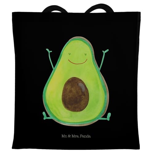 Mr. & Mrs. Panda Tragetasche Avocado Glücklich - Geschenk, Jutebeutel, Juhuu, Veggie, Gesund, Vegan, Beutel, Stoffbeutel, Beuteltasche, Frucht, von Mr. & Mrs. Panda