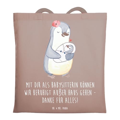 Mr. & Mrs. Panda Tragetasche Babysitter Dank - Geschenk, Hingabe, Aufmerksamkeit, Stoffbeutel, Strandtasche, Schultertasche, Dankeschön, Baby-Sitter, von Mr. & Mrs. Panda