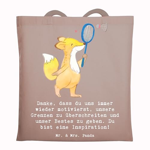 Mr. & Mrs. Panda Tragetasche Badminton Trainerin Inspiration - Geschenk, Grenzen überschreiten, Sportarten Trainerin, Beutel, Turnier, Dankeschön von Mr. & Mrs. Panda