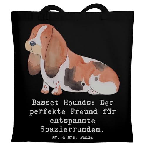 Mr. & Mrs. Panda Tragetasche Basset Hound Freund - Geschenk, entspannter Lebensstil, Einkaufstasche, liebevoll, Familie, Stofftasche, Jutebeutel, von Mr. & Mrs. Panda