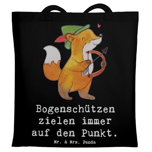 Mr. & Mrs. Panda Tragetasche Bogenschützen Fokussierung - Geschenk, zielen, Sportarten, Präzision, Laptoptasche, Konzentration, Geduld, Jutetasche, von Mr. & Mrs. Panda