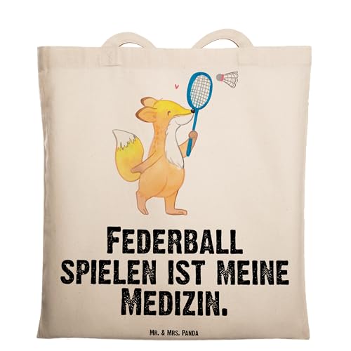 Mr. & Mrs. Panda Tragetasche Federball Spielen - Geschenk, Umhängetasche, Auszeichnung, Shopper, Jutebeutel, Laptoptasche, Sport, von Mr. & Mrs. Panda