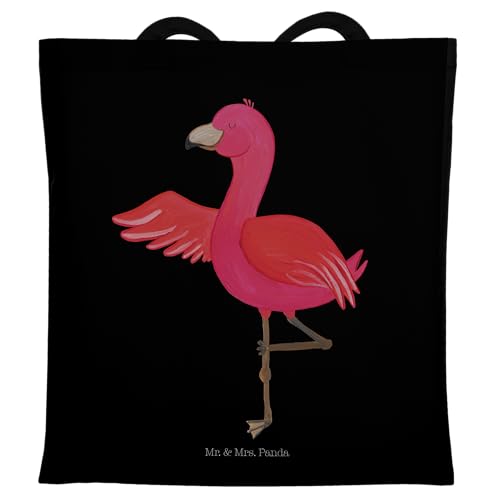 Mr. & Mrs. Panda Tragetasche Flamingo Yoga - Geschenk, Yogi, Yoga-Übung, Yogapose, Achtsamkeit, Jutebeutel, Aufregen, Stoffbeutel, Beuteltasche, von Mr. & Mrs. Panda