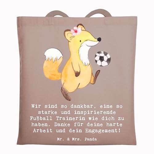 Mr. & Mrs. Panda Tragetasche Fußball Trainerin Dankbarkeit - Geschenk, inspirierende Trainerin, Laptoptasche, Umhängetasche, Würdigung Trainerin, von Mr. & Mrs. Panda