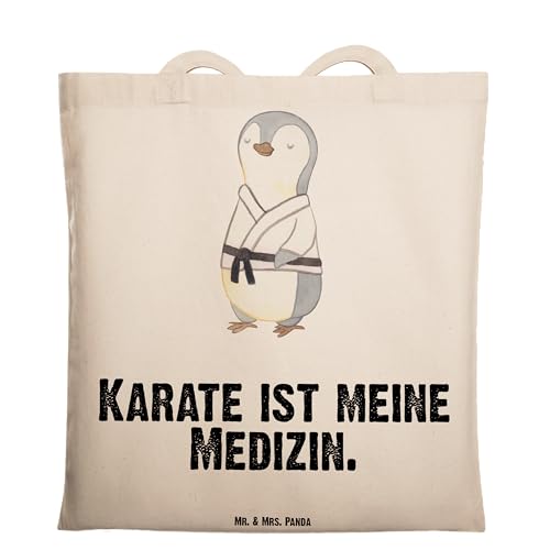 Mr. & Mrs. Panda Tragetasche Karate - Geschenk, Kampfsportart, Stoffbeutel, Kampfkunst, Einkaufstasche, Jutebeutel, Beutel, Hobby, von Mr. & Mrs. Panda