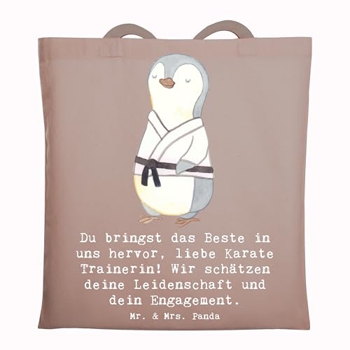 Mr. & Mrs. Panda Tragetasche Karate Trainerin - Geschenk, Inspiration, Weisheit, Einkaufstüte, Badetasche, Respekt, Erfolg, Dankeschön Trainerin, von Mr. & Mrs. Panda