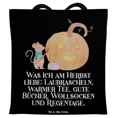 Mr. & Mrs. Panda Tragetasche Kürbis Maus - Geschenk, Kerzen, Stoffbeutel, Halloween, Einkaufstasche, Beuteltasche, Jutebeutel, Geschenke, Halloween von Mr. & Mrs. Panda