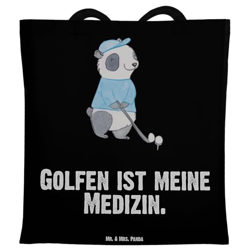 Mr. & Mrs. Panda Tragetasche Panda Golfen - Geschenk, Golfturnier, Golfplatz, Jutebeutel, Danke, Beuteltasche, Sport, Einkaufstasche, Beutel, von Mr. & Mrs. Panda