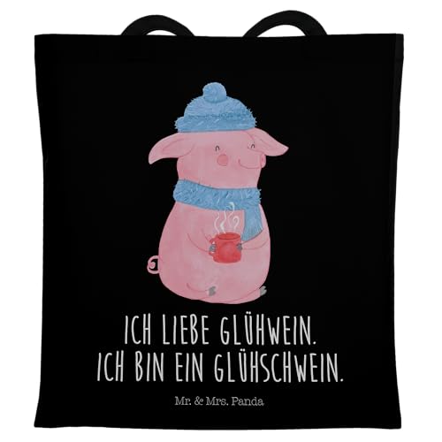 Mr. & Mrs. Panda Tragetasche Schwein Glühwein - Geschenk, Glühschwein, Badetasche, Wintermotiv, Laptoptasche, Weihnachtsdeko, Weihnachtsmarkt, von Mr. & Mrs. Panda