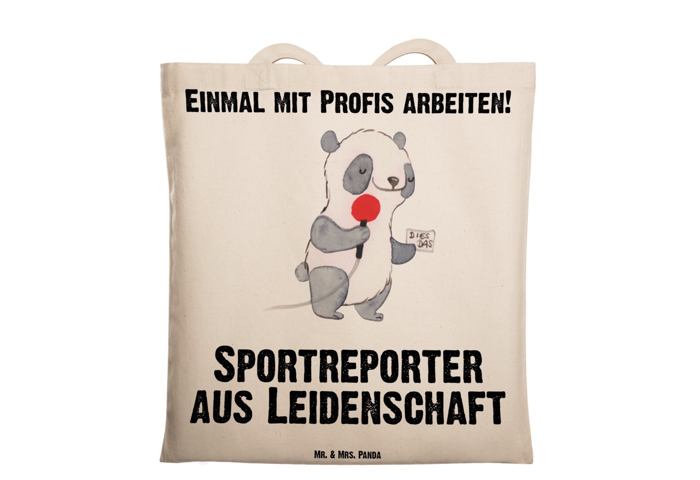 Mr. & Mrs. Panda Tragetasche Sportreporter Leidenschaft - Transparent - Geschenk, Mitarbeiter, Bad (1-tlg), Lange Tragegriffe von Mr. & Mrs. Panda