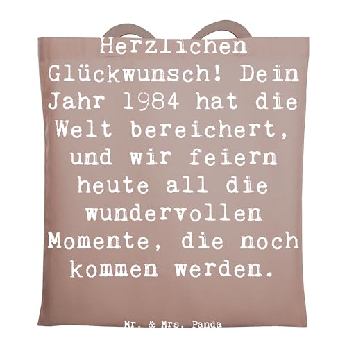 Mr. & Mrs. Panda Tragetasche Spruch 1984 Geburtstag - Geschenk, wahres Geschenk, Herzlichen Glückwunsch, Nostalgie 1984, Alter, Stofftasche, Happy von Mr. & Mrs. Panda